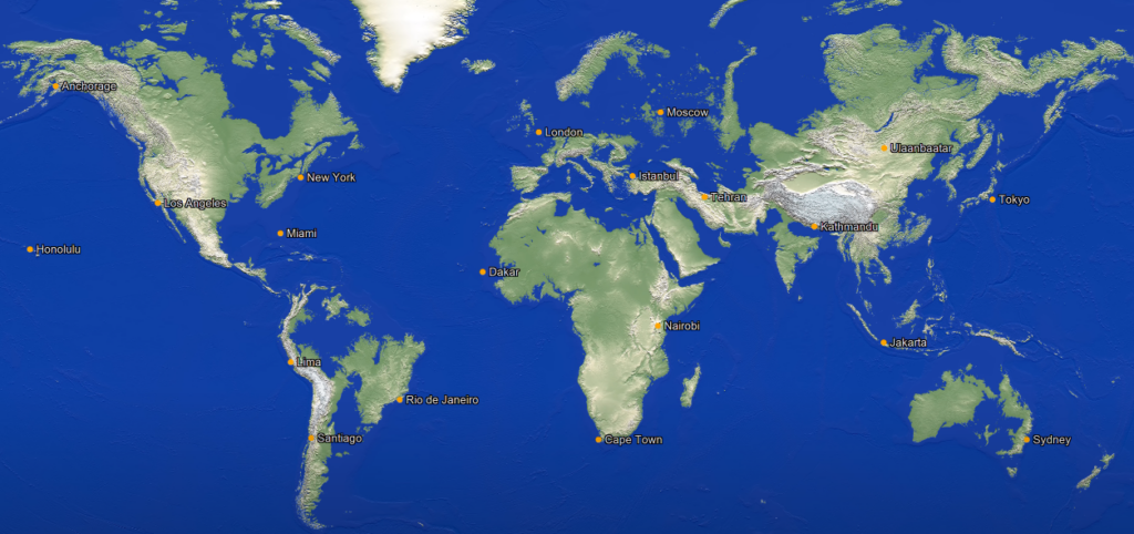 simulated 200m water level rise, notice that all coal deposits are under the natural lows of the landscape